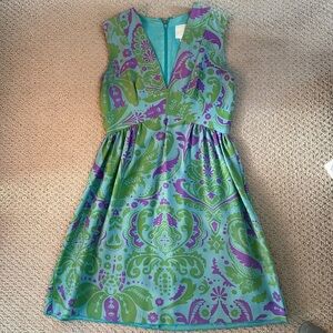 Vintage Anna Sui Silk Paisley Blue/Green Silk Dress, 4